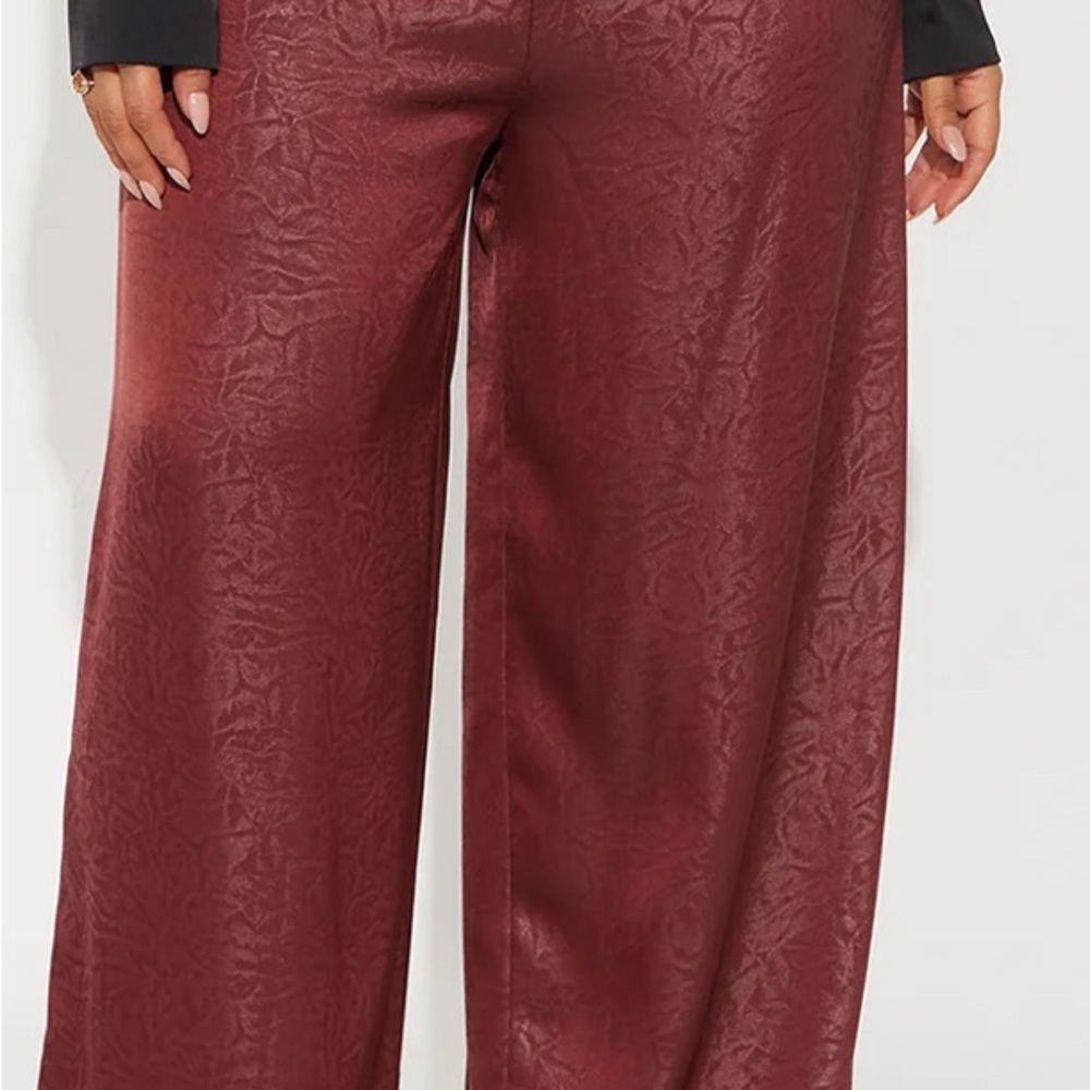 Fashion Nova Maroon Wide-Leg Pants